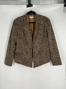 COLDWATER CREEK women's rose patterned jacket NWT 16 misses brown lined tapestry - Picture 1 of 14