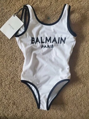 New Balmain Kids logo patch swimsuit White Size 6A - Image 1 of 4