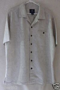 Caribbean Joe Hawaiian Camp Style Shirt Tan Large 60/40 Rayon/Poly - Picture 1 of 4