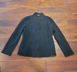 Womens Eileen Fisher Wool Zip Cardigan Jacket Black Size Small - Picture 1 of 3