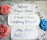 Details about   Silver Gloss Vinyl Sticker Decal Label Personalised Name Hinch Wedding 