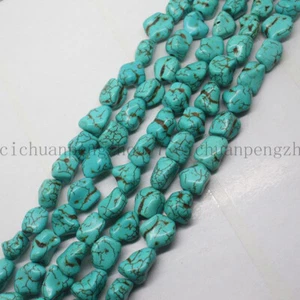 Natural 10x14mm Blue Turkey Turquoise Irregular Gemstone Loose Beads 15'' Strand - Picture 1 of 3