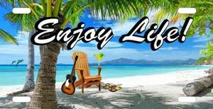Beach Enjoy Life Guitar Margarita License Plate- Personalize  - Imagen 1 de 2
