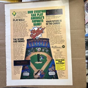 Giant Original 13-10" 1991 slugfest Williams Arcade game AD FLYER - Picture 1 of 2