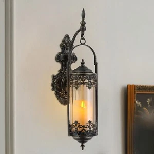 Rustic Candle Sconce with Glass Vintage Antique Gothic Hanging Lantern Candle... - Picture 1 of 8