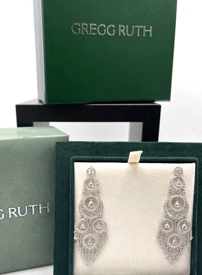 EXCEPCIONALES PENDIENTES ARAÑA GREGG RUTH 3,32 ctw DIAMANTES 18k con G orig. CAJA Foto 1 de 4