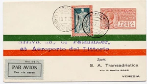 Italy 1929 First Flight Cover #202 C3 Rome to Venezia Pathfinder Arrival ME USA - Picture 1 of 3