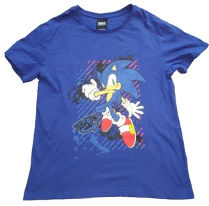 Sonic The Hedgehog Men's Large Graphic Print T-shirt SEGA Blue Short Sleeve - Foto 1 di 7