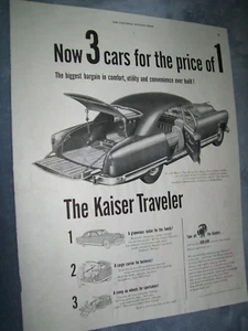 1951 Kaiser-Frazer Traveler annuncio auto grande-mag -"3 auto al prezzo di 1" - Foto 1 di 1
