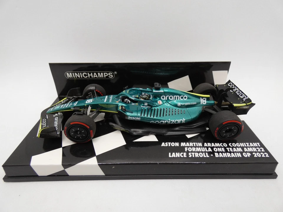 Minichamps 417220118 1/43 ASTON MARTIN AMR22 LANCE STROLL BAHRAIN GP 2022