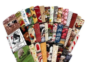 10 Fat Quarters Farm Farming Country Farmer Quilters Cotton Fabrics M227.07 - Picture 1 of 3