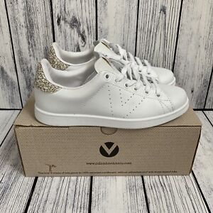 Victoria Shoes Spain “Cava” Tennis Glitter Ladies Leather Trainers Sneakers UK 4