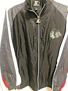 NHL Chicago Blackhawks Starter Windbreaker Jacket Mens XL Embroidered Vtg Coat - Picture 1 of 11