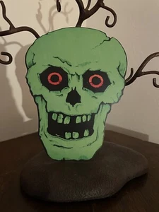 U Pick Size Vintage Inspired Green Skull Red Eyes Halloween Cardstock Decoration - Picture 1 of 5