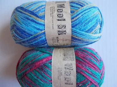 MeiMei Wool SK wool blend sock yarn, multi tones, mixed lot of 2 (216 yds ea) - Image 1 of 2