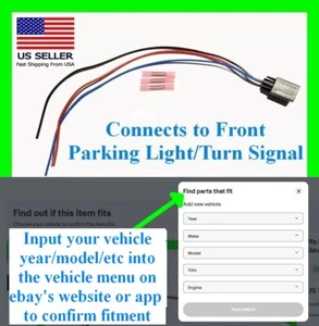 fits Jeep Dodge Front Parking Lamp Turn Signal Light Connector Plug Pigtail Bulb - Picture 1 of 1