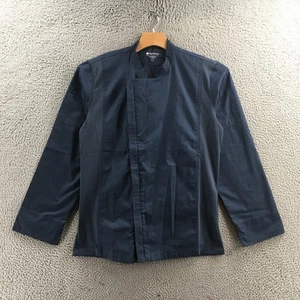 Chef Works Uniform Jacket Mens S Blue Long Sleeve Full Zip Collar Casual Pockets - Picture 1 of 16