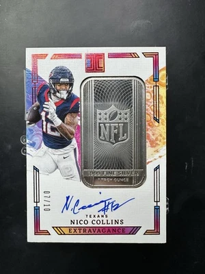 2025 Impeccable Nico Collins Silver Bar On Card Auto /10 🔥 Texans - Image 1 of 4