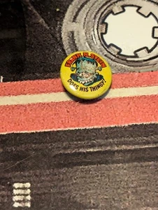 FRANKENSTEIN "Frank N. Stein Does His Thingy" Orig. 1960's Pinback Button Badge - Picture 1 of 3