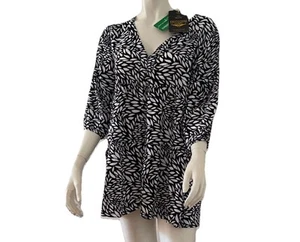 Bluse Damen mit Volants in Größe M 100% Viskose weiß-schwarz 3/4 Ärmel Oberteil - Bild 1 von 9