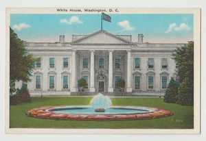 WHITE HOUSE Building Blooming Flowers Fountain View Washington DC Postcard WB - Picture 1 of 2