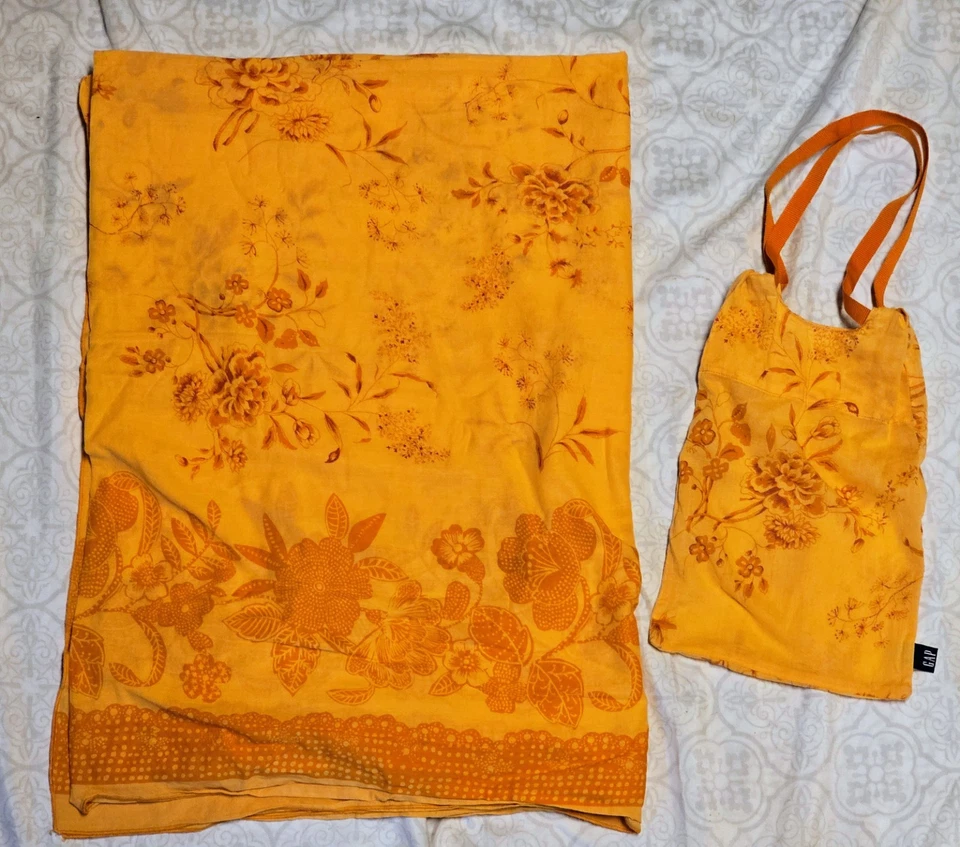 GAP Mujer Bufanda Chal Envoltura Naranja Patrón Floral Bolso de Transporte a Juego 60"x44" Foto 1 de 1