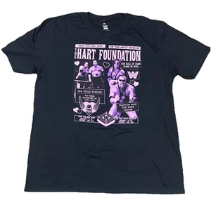 Mens WWE The Hart Foundation Black T-Shirt Bret Hitman Hart Jim Neidhart Size XL - Picture 1 of 6