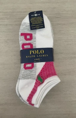 Paquete de 6 calcetines Polo Ralph Lauren para mujer colores surtidos talla 9-11 No Show Foto 1 de 4
