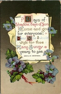 Days of Shadow Sun Poem Cecilia Havergal Postcard Embossed 1910 - Picture 1 of 2