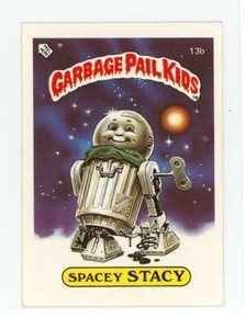 1985 Topps GPK Series 1 UK Mini Spacey Stacy Garbage Pail Kids Card Vintage