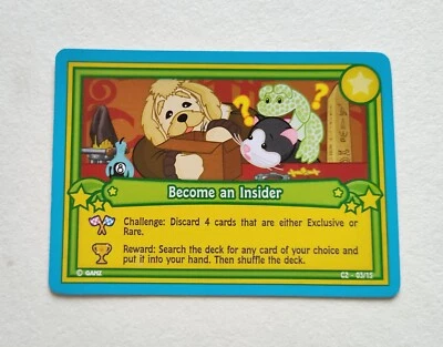 Tarjeta Coleccionable Webkinz Serie 2 Tarjeta de Desafío Conviértete en un Insider C2-03/15 Foto 1 de 2