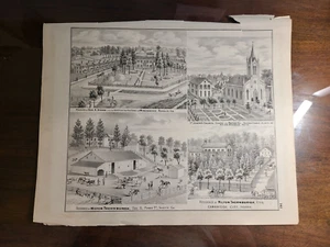 ORANGE COUNTY - ANTIQUE original 1876 Plat Map INDIANA Atlas 17" x 14" - Picture 1 of 9