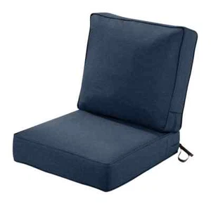 25x25x5 in. Outdoor Lounge Cushion Set in Heather Indigo, 23x22x4 in. Back - Picture 1 of 7