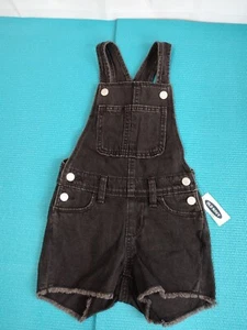 Old Navy Jumper Girl's Black Carbon Overall Shorts Jean Shortalls Frayed XS (5) - Picture 1 of 6