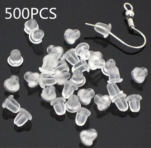 500PCS Clear Earring Backs Safety Rubber Earring Clutch Earring Pads for Women - Picture 1 of 5
