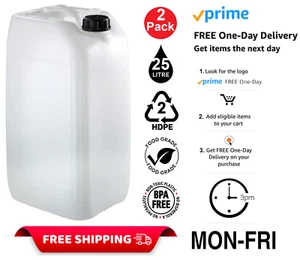 2 x 25L CONTENEDOR DE AGUA PLÁSTICO CONTENEDOR DE ALIMENTOS JERRYCAN JERRICAN - Imagen 1 de 9