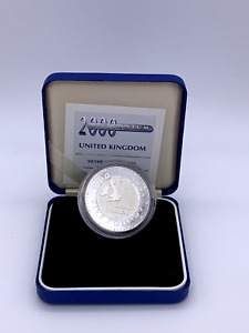 1999 / 2000 UK 999 Silver 5 Pounds Proof Millennium Coin  Case & COA