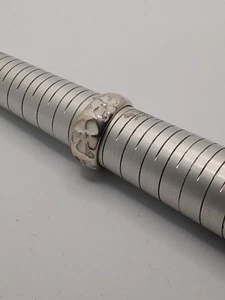 Hibiscus Ring White Enamel Size M 1/2 Y2K Sterling Silver Jewellery  Vintage NOS - Picture 1 of 10