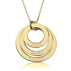 Collar Nombre Madre Niños - Disco Enchapado en Oro 24K Grabado Mamá Dijes-ONecklace ® - Imagen 1 de 12