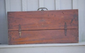 Primitive Carpenter's Wooden Tool Chest Box Caddy Tote Rustic Wood Vintage - Picture 1 of 7