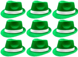 Green St. Patrick's Day Fedora Hat Lot x 9 Adult One Size Kelly Irish Flag NEW - Picture 1 of 2