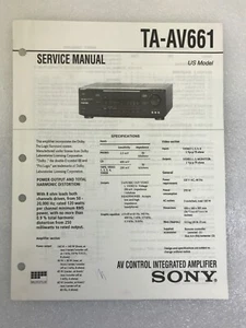 Sony TA-AV661 Original Service Manual Repair Integrated Stereo Amplifier 1996 - Picture 1 of 1