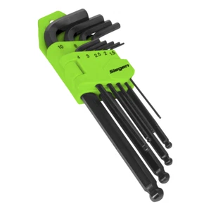 Ball-End Hex Key Set 9pc Long Metric 1.5, 2, 2.5, 3, 4, 5, 6, 8, 10mm Allen Keys - Picture 1 of 1