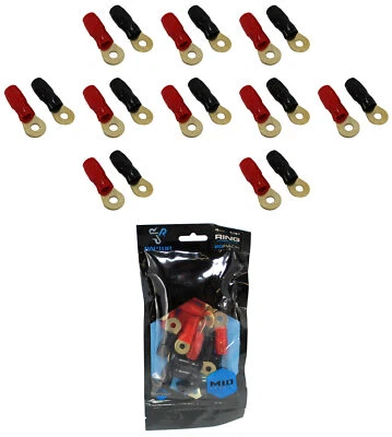 Bag of 20 Gold Plated 4 AWG 1/4 Cable Lug Ring Terminals Battery Wire Welding - Image 1 of 3