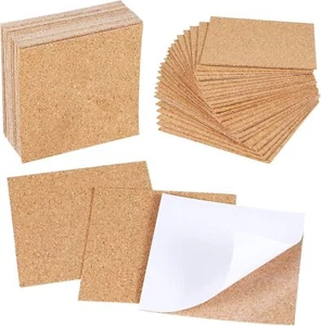 30 Pcs Self-Adhesive Cork Sheets 4 x 4 Inches for DIY Coasters and 4 x 4 inch - Picture 1 of 8