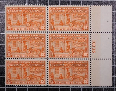 Scott E13 15 Cents Special Delivery Plate Block Of 6 OG MH #16835 SVC $450.00 - Image 1 of 2