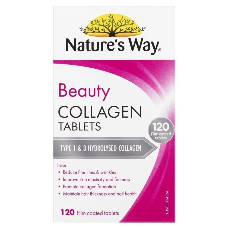 Nature's Way Beauty Hydrolised  Collagen 2500mg Australian Vitamins 120 Tablets Foto 1 de 4