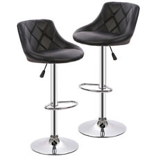 New PU Leather Bar Stools Modern Swivel Dinning Kitchen Chair, Set of 2
