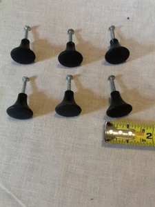 6 BLACK 1 INCH PLASTIC DRAWER KNOBS WITH SCREWS 61923d - Picture 1 of 6