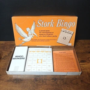 1970 Vintage Stork Bingo Baby Shower Game, Leister Game Company - Picture 1 of 5